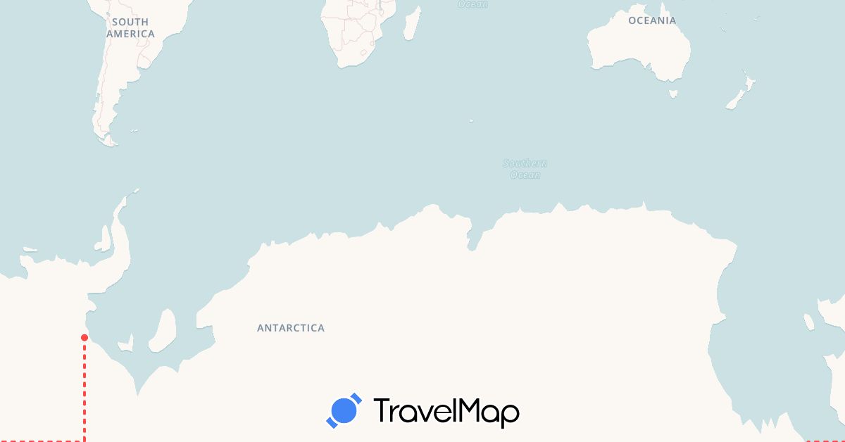 TravelMap itinerary: driving, hiking in Antarctica (Antarctica)